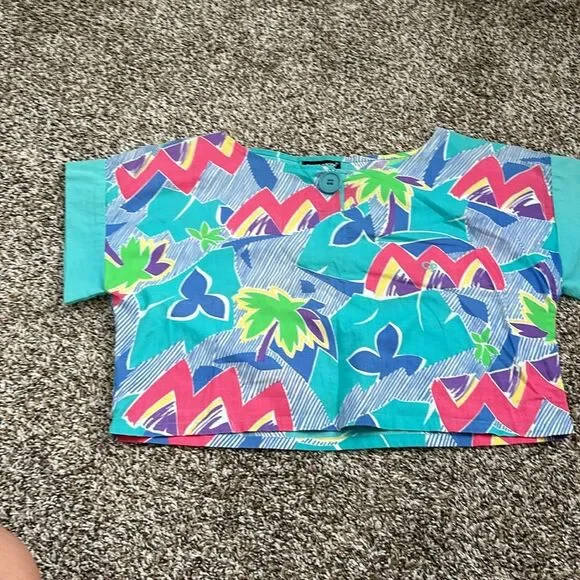 Vintage 80s Ocean Pacific Hawaii Barbie Crop Shortsleeve Top - Picture 7 of 11